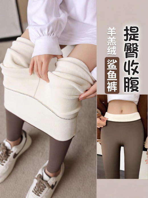 加厚羊羔绒鲨鱼裤不掉档女外穿秋冬加绒裤子高腰收腹提臀打底裤 商品图4