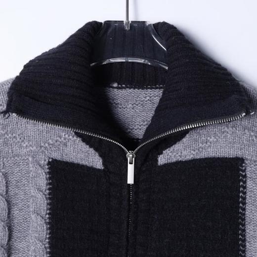 22538SDSA男士秋冬新款痞帅男装潮牌撞色纽花拉链翻领开衫毛衣百搭时尚 商品图2