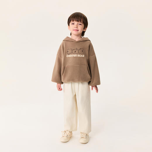 【奥利绒】马克珍妮男童可爱熊耳朵双面暖绒卫衣2025年冬装新款551371 商品图1