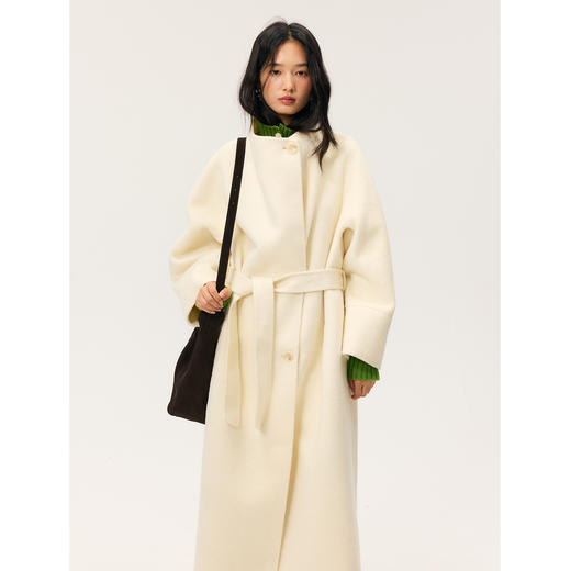 HeyDress大翻领宽松羊毛双面呢大衣 商品图0