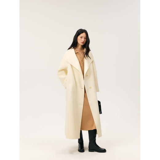 HeyDress大翻领宽松羊毛双面呢大衣 商品图3