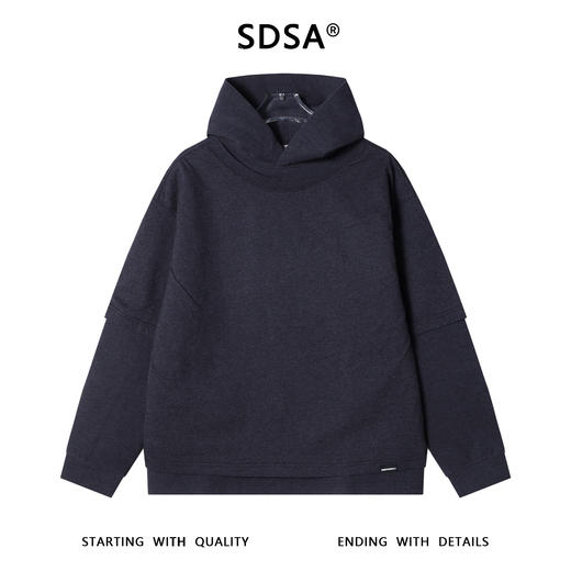 87659SDSA男士秋冬新款痞帅男装韩版简约纯色拼接假两件连帽卫衣百搭潮 商品图1