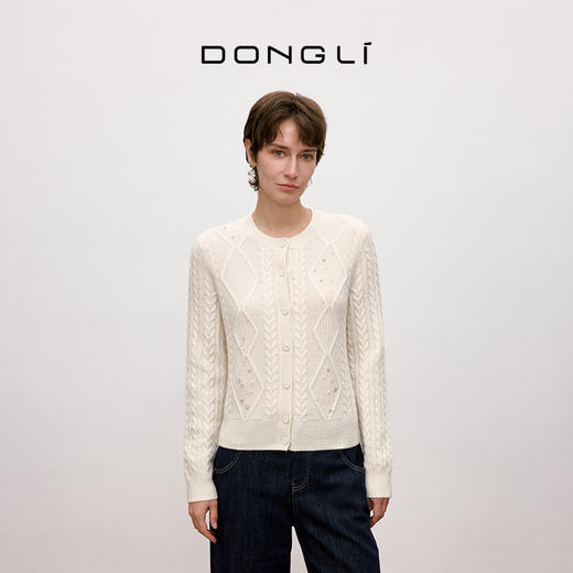 东黎 • 你本珍贵 山羊绒女士秋季圆领加珍珠钻开衫 5421 商品图1