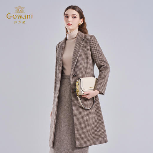 乔万尼绵羊毛经典通勤职场格纹英伦风毛呢外套大衣EF4A195 商品图2