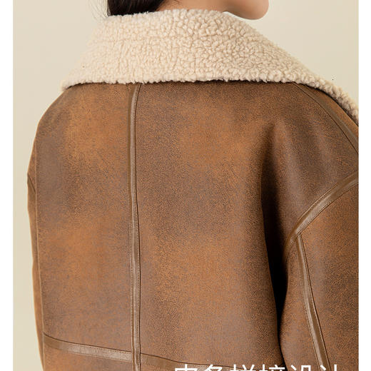 「高货xg」全新升级【铂金会员321/天猫429/差价108】(11618)洛诗琳立领仿麂皮绒外套女2025冬季加厚皮毛一羊羔毛外套 商品图4