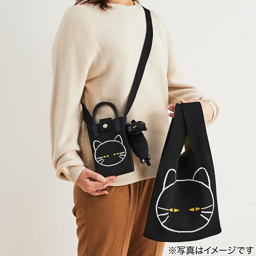 可爱小巧针织手机两用包斜挎包手拎包 黑猫小肥啾 商品图0