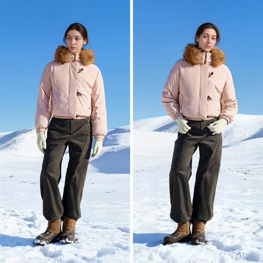 森马羽绒服女冬季可脱卸毛领牛角扣宽松80绒子2025新款学院风外套 商品图4