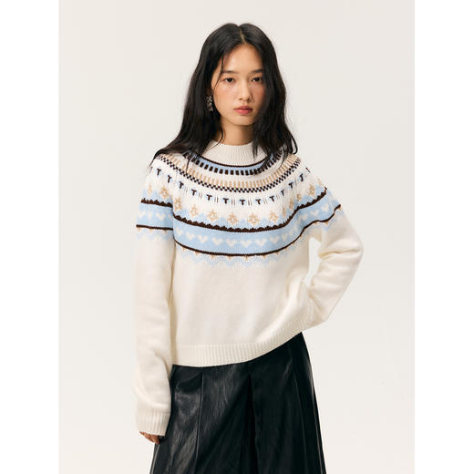 HeyDress费尔岛提花羊毛毛衣 商品图0