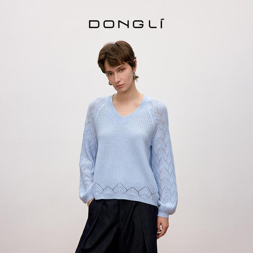 东黎 • 你本珍贵 山羊绒女士秋季麻花V领套衫 WSR-20S53 商品图4
