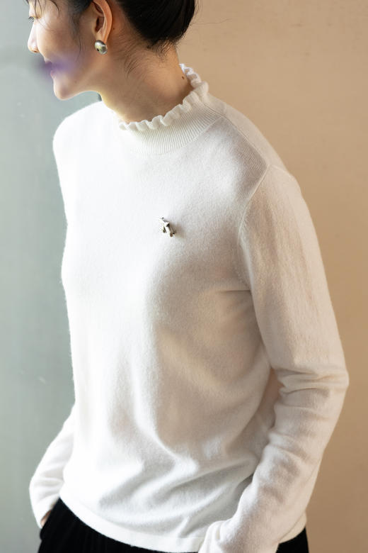 牧衣游原创 羊绒混纺毛织套头衫柔软卷边立领百搭打底毛衣女 曼朵 商品图5