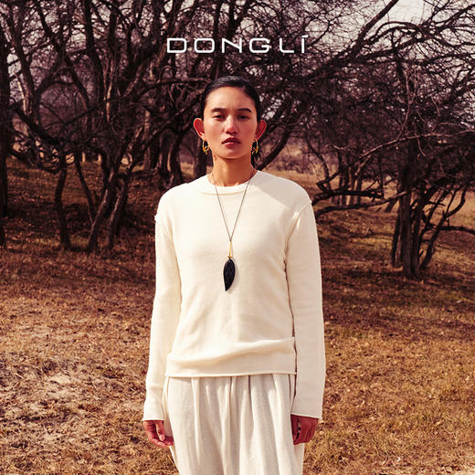 东黎 • 你本珍贵 小山羊绒女士秋季一字领卷边针织打底 5593 商品图0