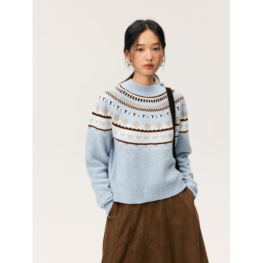 HeyDress费尔岛提花羊毛毛衣 商品图3