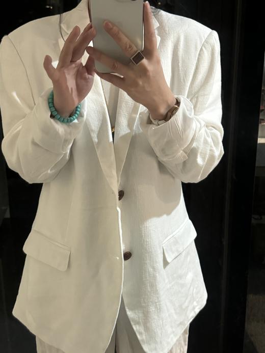 男士春夏季修身单排单扣纯色亚麻混纺西装新休闲西服（有瑕疵版本，介意勿拍） 商品图7