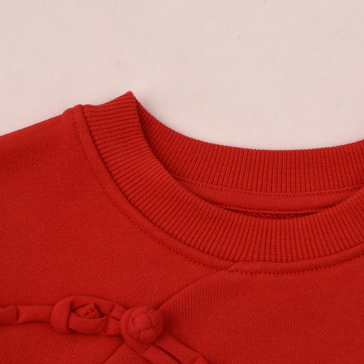 棉果果冬季新品新年款中国红喜庆节日氛围女童大毛圈中国风卫衣M522180225767 商品图5