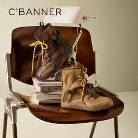 千百度内增高高帮德训鞋女美拉德复古时尚休闲短靴A25525717