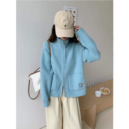 【YW】无忧购【甄选】软糯慵懒双拉链毛衣外套女翻领针织开衫宽松外搭浣熊绒上衣3912（截单后7天发货） 商品图12