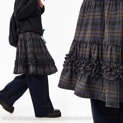 CryingCenter 格纹花边分割半身裙 哭喊中心 商品图1