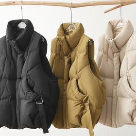 丁摩 时尚羽绒马甲女冬新款轻便90白鸭绒三角飘带保暖背心5ZF-002