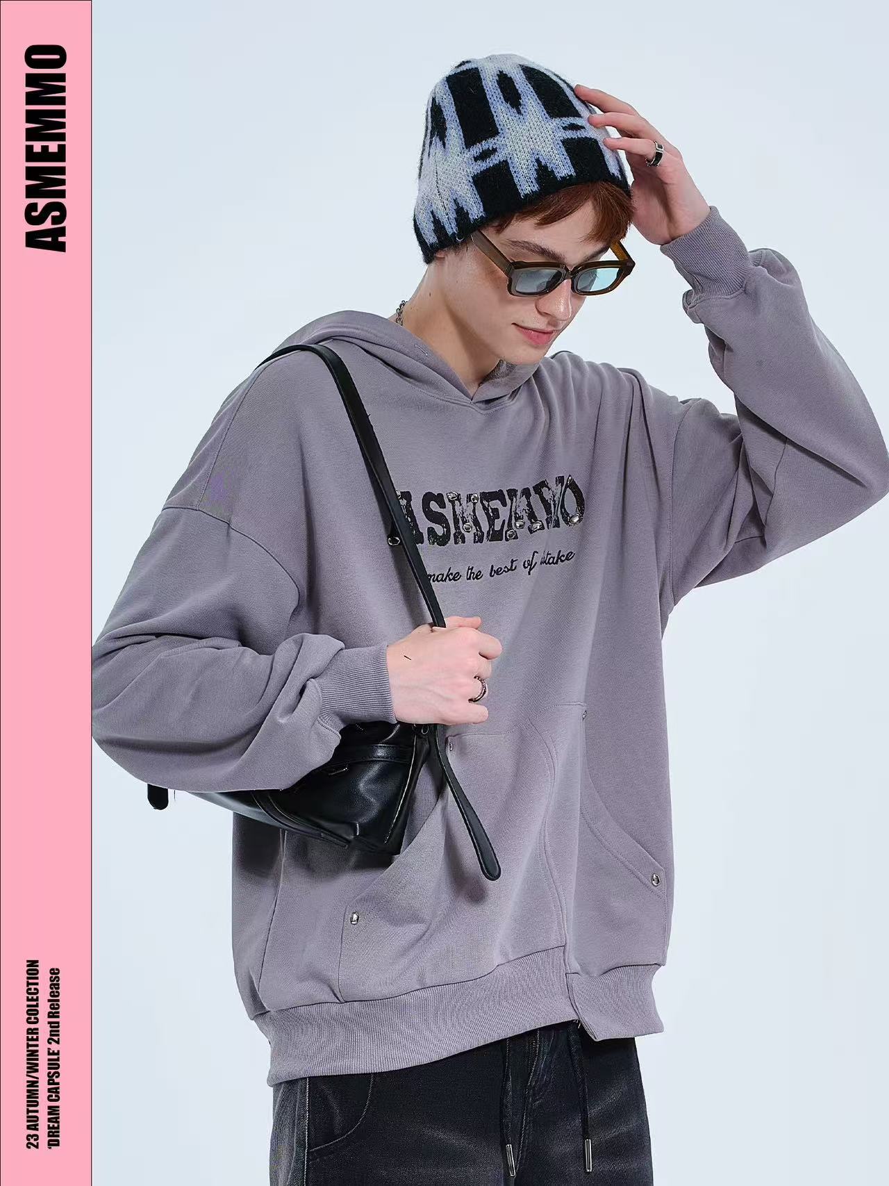 ASMEMMO咦哇•“秋日妄想录”印绣花铆钉卫衣