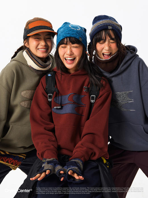 CryingCenter经典logo贴布刺绣奥绒加绒连帽卫衣长袖 哭喊中心 商品图3