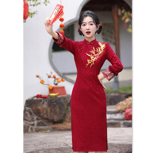 SKY 13516旗袍礼服红色回门旗袍 商品图2