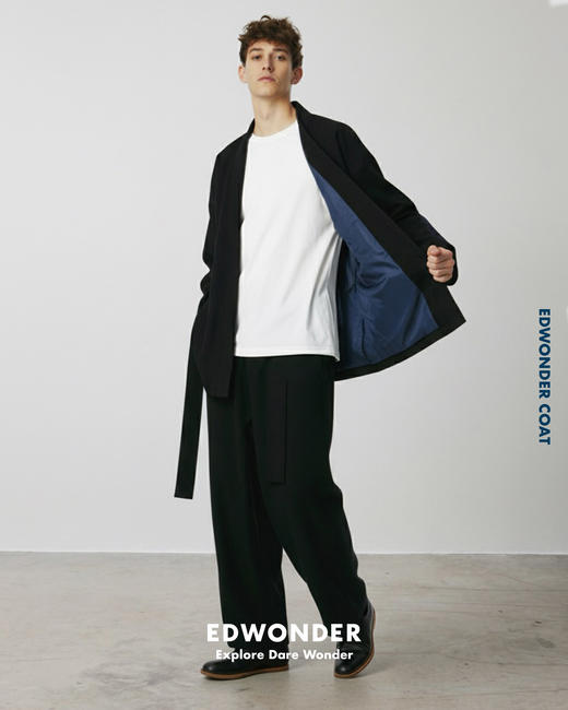 Wonder几合系列-羊毛短袍外套-海军蓝 Robe Coat 商品图3