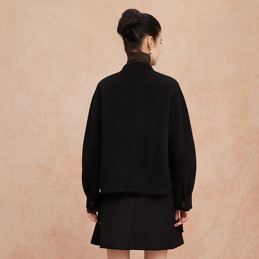 QH905斯尔丽25新款含山羊绒宽松版时尚减龄经典小立领双面呢羊毛大衣 商品图13