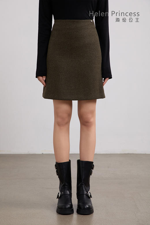 羊毛混纺A字半身裙 商品图0