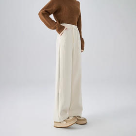 【双十一 羊毛桑蚕丝神裤】2025垂感直筒窄版阔腿裤！女款冬季加绒加厚休闲裤！