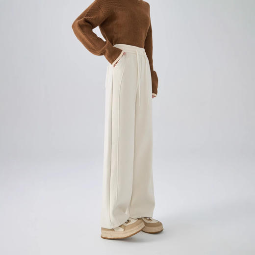 【双十一 羊毛桑蚕丝神裤】2025垂感直筒窄版阔腿裤！女款冬季加绒加厚休闲裤！ 商品图0