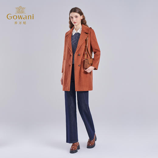 乔万尼100%绵羊毛H型宽松大翻领正肩酷飒女主中长款羊毛大衣EF4A158 商品图3