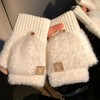 露指翻盖毛绒手套女冬季可爱保暖防寒学生写字骑车加厚触屏情侣款 商品缩略图0