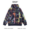 SDSA男士秋冬新款痞帅男装潮牌凌乱线条撞色连帽卫衣百搭时尚上衣 商品缩略图1