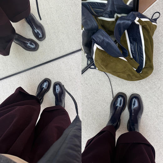 HIDEMI 进口雾面漆皮头层牛皮切尔西厚底增高短靴 商品图4