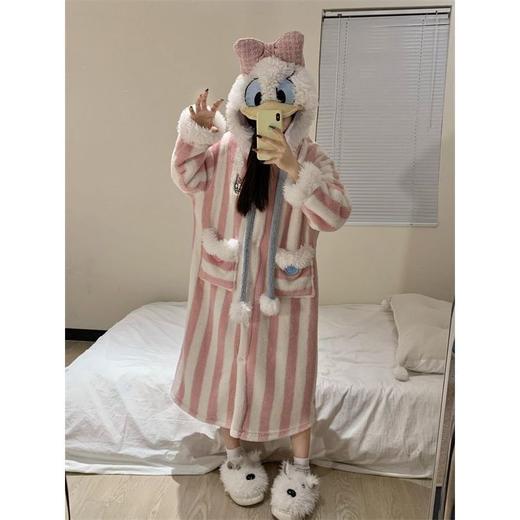 【GZ】无忧购珊瑚绒连帽睡袍绒加厚保暖长款外穿家居服（截单后3-5天发货) 商品图11