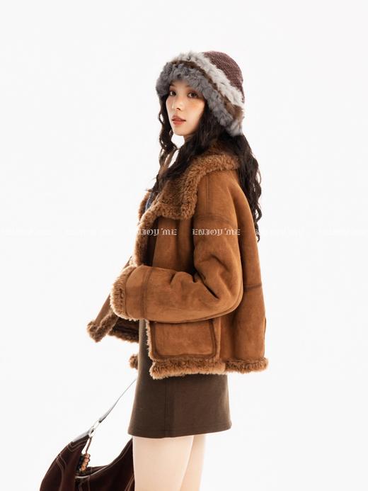 【门店同款】ENJOY冬季“游牧漫寻”翻领短款毛外套 167750196 商品图2