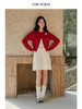 ForPoem 25/FW 原创设计斜襟圆领红白格纹花朵胸针两穿羊毛针织衫 商品缩略图1