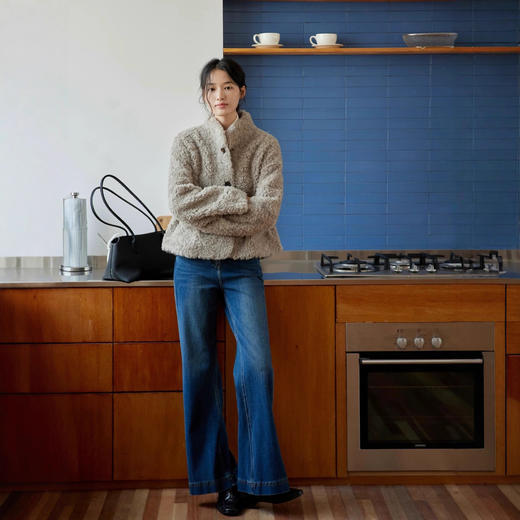 丁摩 全羊毛立领羊羔毛皮毛一体皮草外套 2502 商品图3