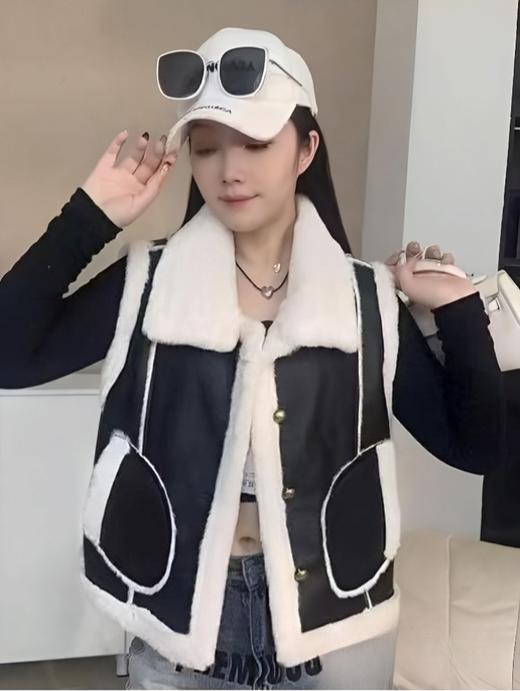 双十二错过没有，微脏样衣！！！最后库存。皮毛一体马甲秋冬厚款加绒马甲上衣-喜出 商品图4