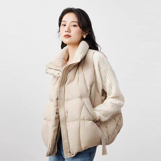 丁摩 时尚羽绒马甲女冬新款轻便90白鸭绒三角飘带保暖背心5ZF-002 商品图1