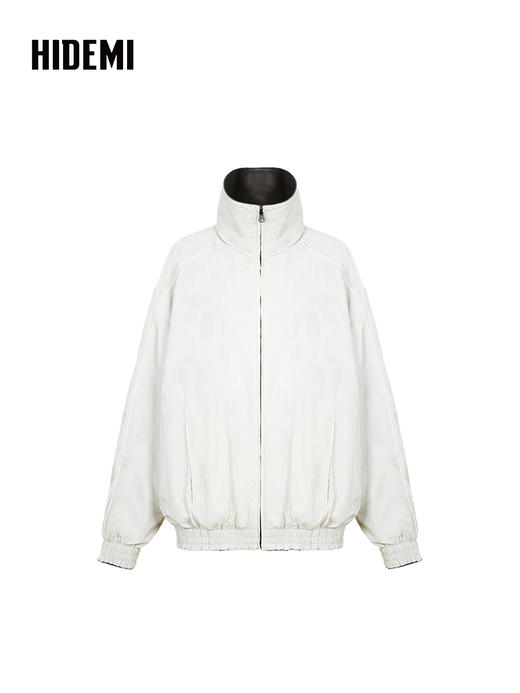 HIDEMI 进口西班牙胎羊皮极简立领短款夹克外套正反两穿廓形皮衣 商品图9