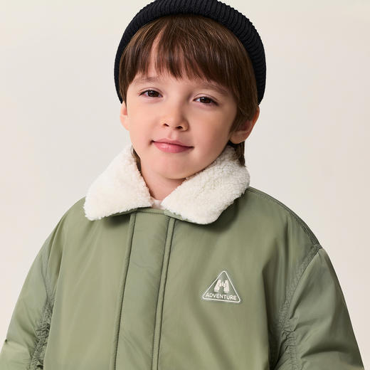 【无氟防泼水】马克珍妮男童毛领夹棉飞行夹克2025冬装新款551357 商品图4