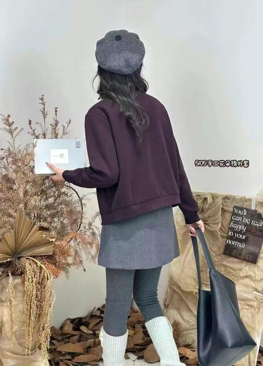 W45105#手工花朵裥棉外套 商品图1