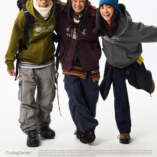 CryingCenter经典logo印花奥绒加绒连帽开衫卫衣外套男女款 商品图1