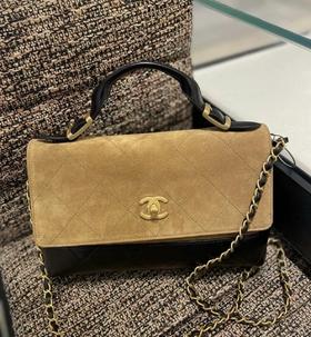 重磅推荐！25A麂皮拼色手提邮差包   大号 高级手工坊  意大利Bonaudo反绒小牛皮拼接羊皮