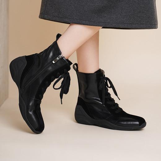 【预售5天】超软厚底运动短靴女冬加绒真皮瘦瘦靴内增高马丁靴DTN&266-20 商品图4