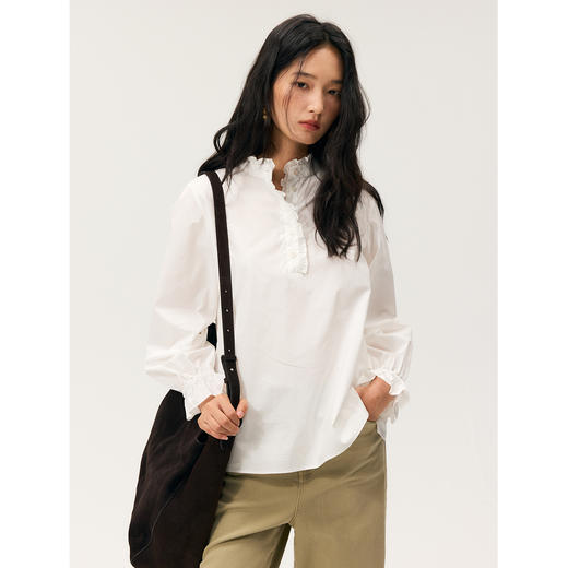 HeyDress花边领宫廷风泡泡袖衬衫 商品图0