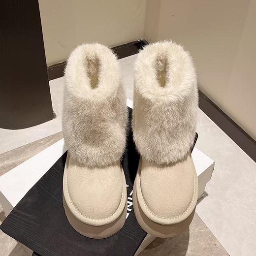 2025秋冬牛皮新款雪地靴厚底圆头毛毛裤脚靴矮子乐休闲百搭女雪地靴 商品图6