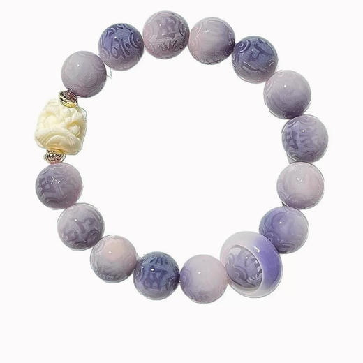 【九重紫六字真言菩提手串】敦煌福泽六字真言紫飘花菩提手串 绕指柔佛珠念珠 商品图3