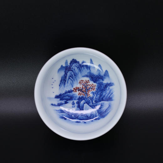 歳合山房俞强款青花秋江泊舟图儒士杯 商品图2
